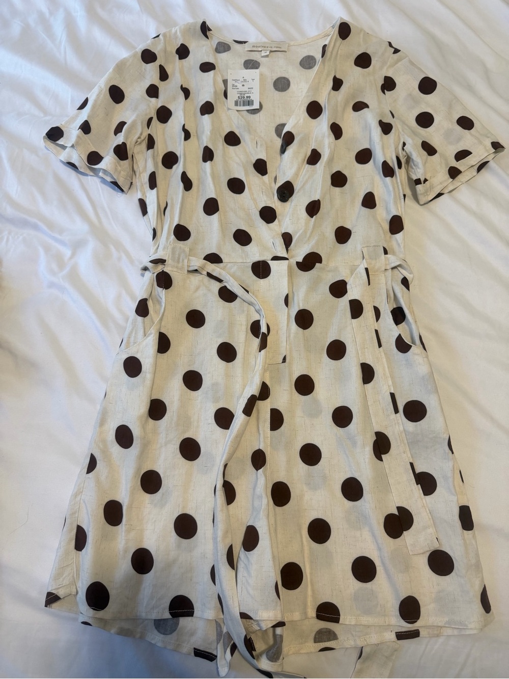 Monteau White and Brown Polka Dot Romper, medium